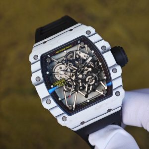 Richard Mille RM35-01 white, original Parmigiani movement modified, imported quartz TPT from Japan ® Customized case made of composite material, paired with black imported natural rubber strap, 1:1 customized titanium buckle - Image 6