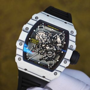 Richard Mille RM35-01 white, original Parmigiani movement modified, imported quartz TPT from Japan ® Customized case made of composite material, paired with black imported natural rubber strap, 1:1 customized titanium buckle - Image 7