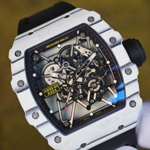Richard Mille RM35-01 white, original Parmigiani movement modified, imported quartz TPT from Japan ® Customized case made of composite material, paired with black imported natural rubber strap, 1:1 customized titanium buckle - Image 9