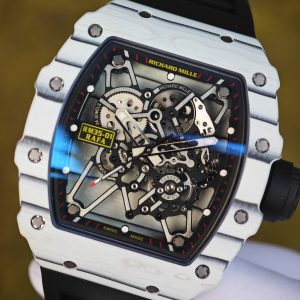 Richard Mille RM35-01 white, original Parmigiani movement modified, imported quartz TPT from Japan ® Customized case made of composite material, paired with black imported natural rubber strap, 1:1 customized titanium buckle - Image 10