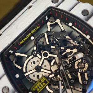Richard Mille RM35-01 white, original Parmigiani movement modified, imported quartz TPT from Japan ® Customized case made of composite material, paired with black imported natural rubber strap, 1:1 customized titanium buckle - Image 12