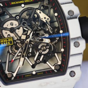 Richard Mille RM35-01 white, original Parmigiani movement modified, imported quartz TPT from Japan ® Customized case made of composite material, paired with black imported natural rubber strap, 1:1 customized titanium buckle - Image 13