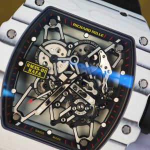Richard Mille RM35-01 white, original Parmigiani movement modified, imported quartz TPT from Japan ® Customized case made of composite material, paired with black imported natural rubber strap, 1:1 customized titanium buckle - Image 14