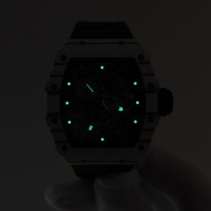 Richard Mille RM35-01 white, original Parmigiani movement modified, imported quartz TPT from Japan ® Customized case made of composite material, paired with black imported natural rubber strap, 1:1 customized titanium buckle - Image 28