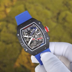 Richard Mille 67-02 French Sport, 1:1 custom CRMA7 movement, imported carbon fiber case, blue nylon strap - Image 3