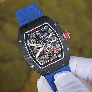Richard Mille 67-02 French Sport, 1:1 custom CRMA7 movement, imported carbon fiber case, blue nylon strap - Image 6