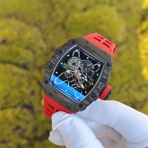 BBR Factory Edition Richard Mille RM35-01 Red, Original Data Mold Customized Movement, Carbon Fiber Case, Paired with Red Rubber Strap, Stainless Steel Plated Black Buckle - Image 4
