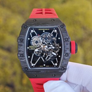 BBR Factory Edition Richard Mille RM35-01 Red, Original Data Mold Customized Movement, Carbon Fiber Case, Paired with Red Rubber Strap, Stainless Steel Plated Black Buckle - Image 5