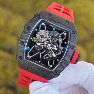 BBR Factory Edition Richard Mille RM35-01 Red, Original Data Mold Customized Movement, Carbon Fiber Case, Paired with Red Rubber Strap, Stainless Steel Plated Black Buckle - Image 6