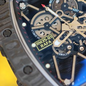BBR Factory Edition Richard Mille RM35-01 Red, Original Data Mold Customized Movement, Carbon Fiber Case, Paired with Red Rubber Strap, Stainless Steel Plated Black Buckle - Image 9