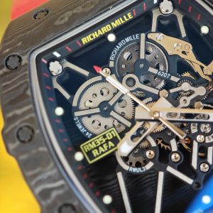 BBR Factory Edition Richard Mille RM35-01 Red, Original Data Mold Customized Movement, Carbon Fiber Case, Paired with Red Rubber Strap, Stainless Steel Plated Black Buckle - Image 10