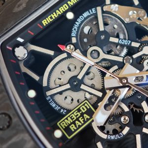 BBR Factory Edition Richard Mille RM35-01 Red, Original Data Mold Customized Movement, Carbon Fiber Case, Paired with Red Rubber Strap, Stainless Steel Plated Black Buckle - Image 12