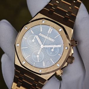 Customized AP Royal Oak 18K rose gold 26240, original data 1:1 customized 18K rose gold case strap and clasp, Dandong 4401 integrated movement (weight adjustment), customized best alternative blue dial, hands and calendar - Image 11