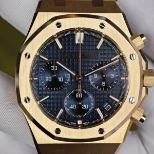 Customized AP Royal Oak 18K rose gold 26240, original data 1:1 customized 18K rose gold case strap and clasp, Dandong 4401 integrated movement (weight adjustment), customized best alternative blue dial, hands and calendar - Image 8