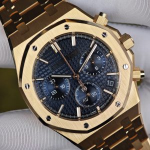 Customized AP Royal Oak 18K rose gold 26240, original data 1:1 customized 18K rose gold case strap and clasp, Dandong 4401 integrated movement (weight adjustment), customized best alternative blue dial, hands and calendar - Image 9