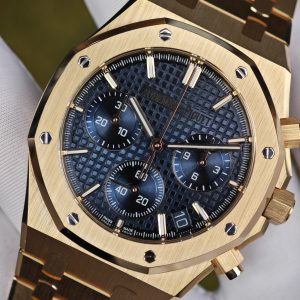 Customized AP Royal Oak 18K rose gold 26240, original data 1:1 customized 18K rose gold case strap and clasp, Dandong 4401 integrated movement (weight adjustment), customized best alternative blue dial, hands and calendar - Image 10