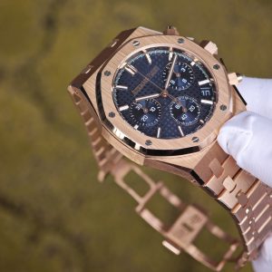 Customized AP Royal Oak 18K rose gold 26240, original data 1:1 customized 18K rose gold case strap and clasp, Dandong 4401 integrated movement (weight adjustment), customized best alternative blue dial, hands and calendar - Image 15
