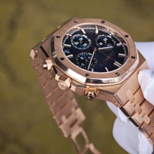 Customized AP Royal Oak 18K rose gold 26240, original data 1:1 customized 18K rose gold case strap and clasp, Dandong 4401 integrated movement (weight adjustment), customized best alternative blue dial, hands and calendar - Image 16