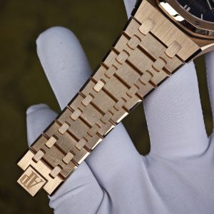 Customized AP Royal Oak 18K rose gold 26240, original data 1:1 customized 18K rose gold case strap and clasp, Dandong 4401 integrated movement (weight adjustment), customized best alternative blue dial, hands and calendar - Image 26