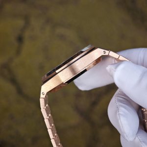 Customized AP Royal Oak 18K rose gold 26240, original data 1:1 customized 18K rose gold case strap and clasp, Dandong 4401 integrated movement (weight adjustment), customized best alternative blue dial, hands and calendar - Image 17