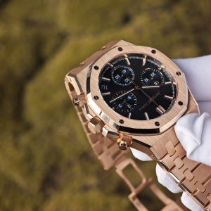 Customized AP Royal Oak 18K rose gold 26240, original data 1:1 customized 18K rose gold case strap and clasp, Dandong 4401 integrated movement (weight adjustment), customized best alternative blue dial, hands and calendar - Image 14