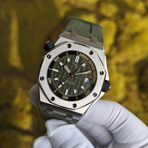 AUDEMARS PIGUET Royal Oak Offshore 15720 Avocado Green, equipped with original avocado green dial, best alternative hands and calendar, electroplated 18K white gold case, 1:1 customized 4308 integrated movement - Image 4