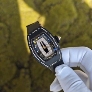 Customized Richard Mille RM 07-01 ladies' series watch, featuring an imported black ceramic case, inlaid with natural diamonds, and a 1:1 customized integrated movement - Image 3
