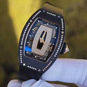 Customized Richard Mille RM 07-01 ladies' series watch, featuring an imported black ceramic case, inlaid with natural diamonds, and a 1:1 customized integrated movement - Image 7