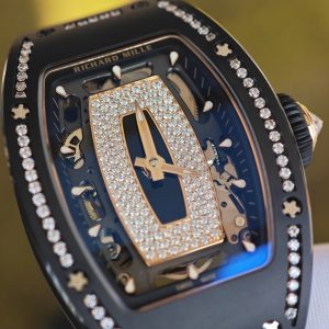 Customized Richard Mille RM 07-01 ladies' series watch, featuring an imported black ceramic case, inlaid with natural diamonds, and a 1:1 customized integrated movement - Image 8