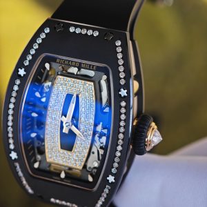 Customized Richard Mille RM 07-01 ladies' series watch, featuring an imported black ceramic case, inlaid with natural diamonds, and a 1:1 customized integrated movement - Image 10
