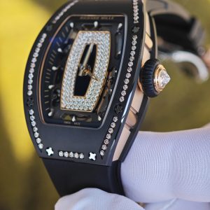 Customized Richard Mille RM 07-01 ladies' series watch, featuring an imported black ceramic case, inlaid with natural diamonds, and a 1:1 customized integrated movement - Image 11