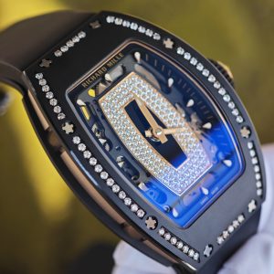 Customized Richard Mille RM 07-01 ladies' series watch, featuring an imported black ceramic case, inlaid with natural diamonds, and a 1:1 customized integrated movement - Image 12