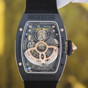 Customized Richard Mille RM 07-01 ladies' series watch, featuring an imported black ceramic case, inlaid with natural diamonds, and a 1:1 customized integrated movement - Image 19