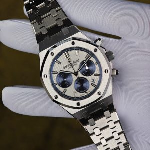 Customized version AP26315ST, equipped with the optimal white dial, blue chronograph, customized replacement hands and calendar, utilizing a 1:1 customized CNC case and strap, and equipped with the original FP1185 movement - Image 6