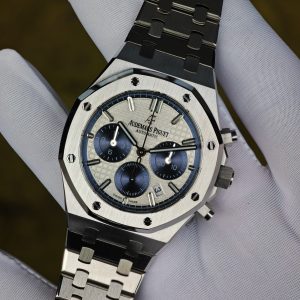 Customized version AP26315ST, equipped with the optimal white dial, blue chronograph, customized replacement hands and calendar, utilizing a 1:1 customized CNC case and strap, and equipped with the original FP1185 movement - Image 7