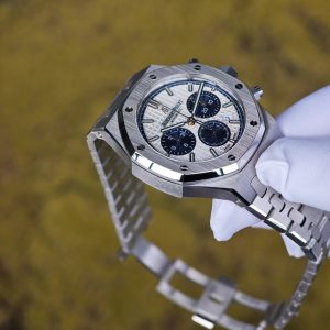 Customized version AP26315ST, equipped with the optimal white dial, blue chronograph, customized replacement hands and calendar, utilizing a 1:1 customized CNC case and strap, and equipped with the original FP1185 movement - Image 14