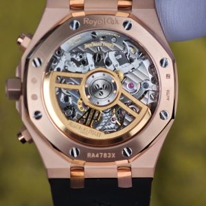 Customized AP Royal Oak Rose Gold 26240, with original data 1:1 customized case and clasp (plated with 18K rose gold), paired with natural black rubber strap, customized top-grade 4401 integrated movement (adjustable weight), customized optimal replacement blue dial, hands, and calendar - Image 25