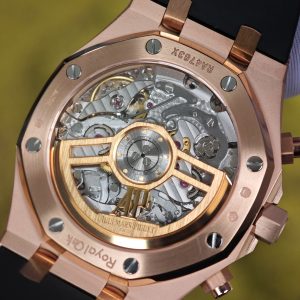 Customized AP Royal Oak Rose Gold 26240, with original data 1:1 customized case and clasp (plated with 18K rose gold), paired with natural black rubber strap, customized top-grade 4401 integrated movement (adjustable weight), customized optimal replacement blue dial, hands, and calendar - Image 26