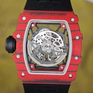 Richard Mille RM35-02 Snowflake Diamond Edition, featuring a modified base Parmigiani movement, custom imported red carbon fiber case, hand-set natural diamonds, custom black and red rubber strap, and a 1:1 custom titanium buckle. - Image 17