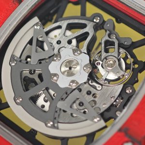 Richard Mille RM35-02 Snowflake Diamond Edition, featuring a modified base Parmigiani movement, custom imported red carbon fiber case, hand-set natural diamonds, custom black and red rubber strap, and a 1:1 custom titanium buckle. - Image 19
