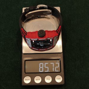 Richard Mille RM35-02 Snowflake Diamond Edition, featuring a modified base Parmigiani movement, custom imported red carbon fiber case, hand-set natural diamonds, custom black and red rubber strap, and a 1:1 custom titanium buckle. - Image 24