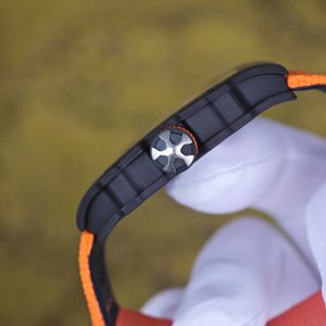 Richard Mille 67-02 Orange Storm, bespoke CRMA7 movement, carbon fiber case, orange nylon strap, paired with a Velcro strap - Image 9