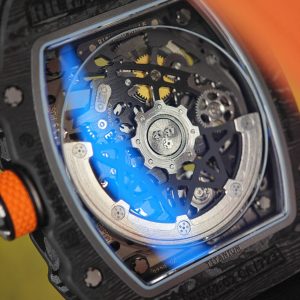 Richard Mille 67-02 Orange Storm, bespoke CRMA7 movement, carbon fiber case, orange nylon strap, paired with a Velcro strap - Image 13