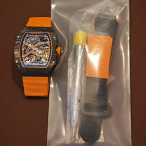Richard Mille 67-02 Orange Storm, bespoke CRMA7 movement, carbon fiber case, orange nylon strap, paired with a Velcro strap - Image 15
