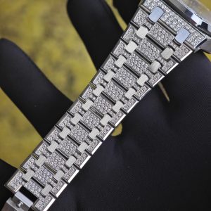 Customized counterweight full diamond AP15512bc, case and strap with Swiss craftsmanship inlaid with diamonds, customized blue full diamond dial, equipped with substitute hands and date, non card degree 4302 integrated movement - Image 23