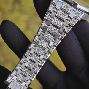 Customized counterweight full diamond AP15512bc, case and strap with Swiss craftsmanship inlaid with diamonds, customized blue full diamond dial, equipped with substitute hands and date, non card degree 4302 integrated movement - Image 22