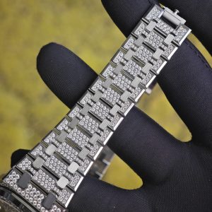 Customized counterweight full diamond AP15512bc, case and strap with Swiss craftsmanship inlaid with diamonds, customized blue full diamond dial, equipped with substitute hands and date, non card degree 4302 integrated movement - Image 20