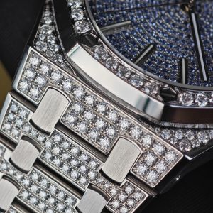 Customized counterweight full diamond AP15512bc, case and strap with Swiss craftsmanship inlaid with diamonds, customized blue full diamond dial, equipped with substitute hands and date, non card degree 4302 integrated movement - Image 16