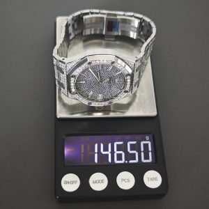 Customized counterweight full diamond AP15512bc, case and strap with Swiss craftsmanship inlaid with diamonds, customized blue full diamond dial, equipped with substitute hands and date, non card degree 4302 integrated movement - Image 33